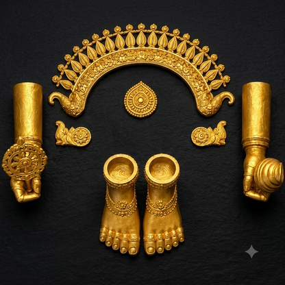 Lord Jagannath Ji Golden Alankara Set – Traditional 3D Printed Idol Ornaments