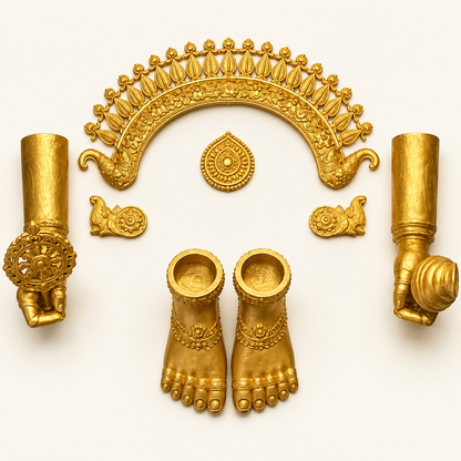 Lord Jagannath Ji Golden Alankara Set – Traditional 3D Printed Idol Ornaments