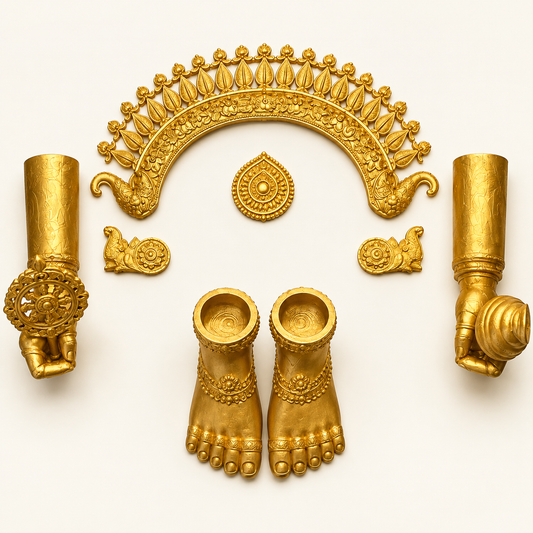 Lord Jagannath Ji Golden Alankara Set – Traditional 3D Printed Idol Ornaments