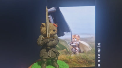 Kitten Knight – Warrior cat Figurine with Sword